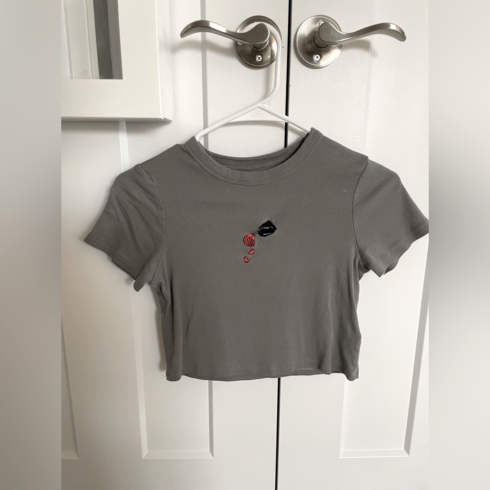 Cropped Gray Cotton On Top